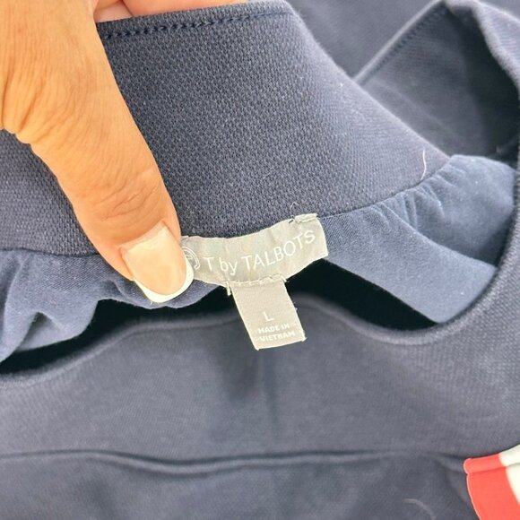 T By Talbots Womens Navy Tech Pique Wrap Skort Coral & White Stripe SZ Large - Picture 3 of 10